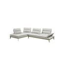 SOFA SECCIONAL ESTACIONARIO EN TELA BEIGE Y PATAS NEGRAS