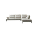 SOFA SECCIONAL ESTACIONARIO EN TELA BEIGE Y PATAS NEGRAS