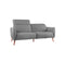 SOFA ESTACIONARIO DE TRES ASIENTOS EN TELA GRIS Y PATAS MARRONES