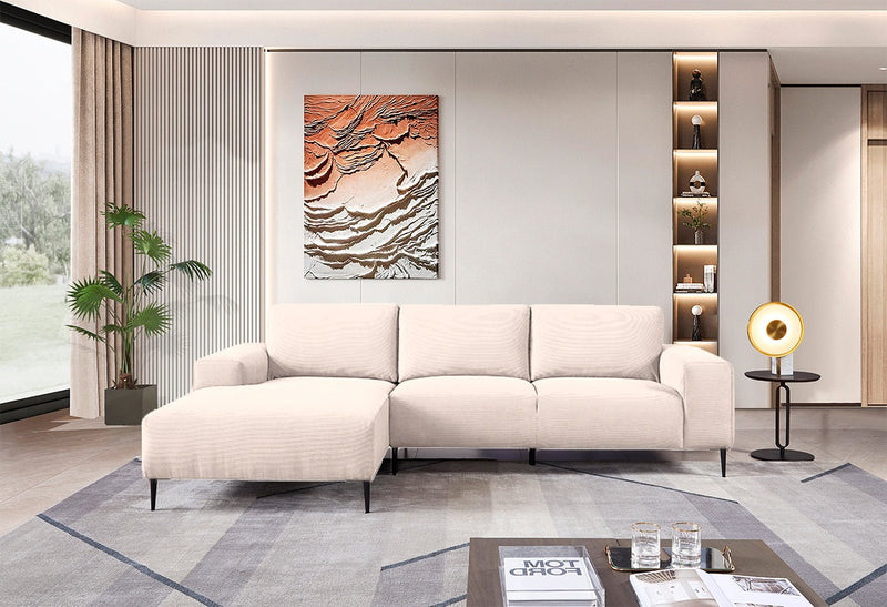 SOFA SECCIONAL ESTACIONARIO EN TELA BEIGE