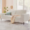 SOFA ESTACIONARIO DE TRES ASIENTOS EN TELA BEIGE