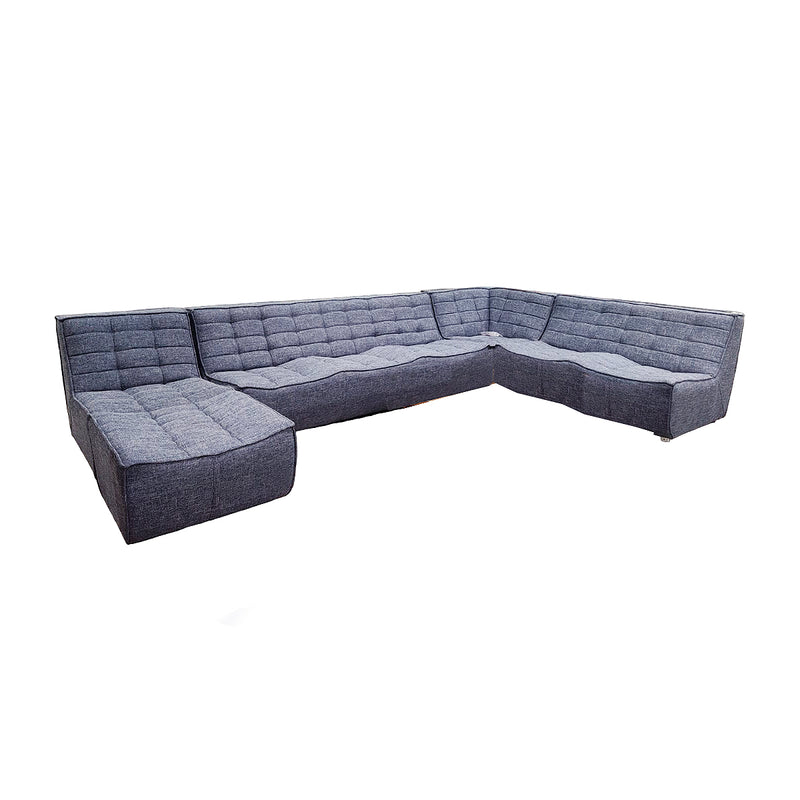 SOFA SECCIONAL ESTACIONARIO EN TELA AZUL