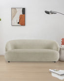 SOFA ESTACIONARIO DE TRES ASIENTOS EN TELA MARRON CLARO