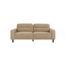 SOFA ESTACIONARIO DE DOS ASIENTOS EN TELA KAKI Y PATAS  NEGRAS