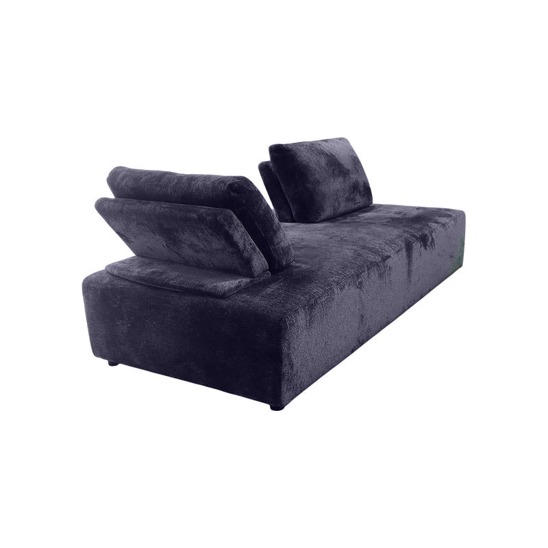 SOFA ESTACIONARIO DE TRES ASIENTOS EN TELA AZUL