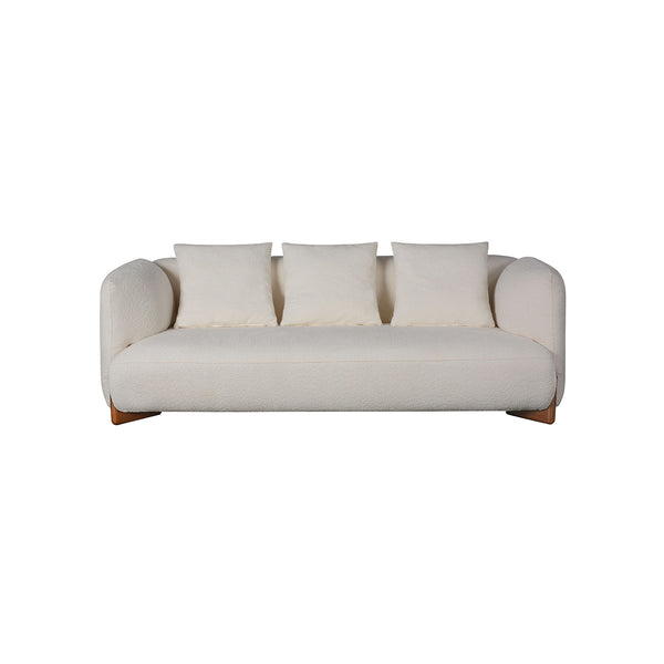 SOFA ESTACIONARIO DE TRES ASIENTOS EN TELA BLANCA