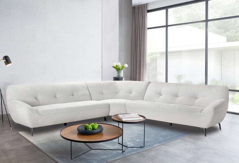 SOFA SECIONAL ESTACIONARIO EN TELA BLANCA
