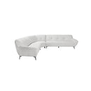 SOFA SECIONAL ESTACIONARIO EN TELA BLANCA