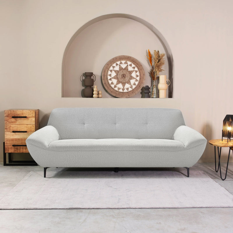 SOFA ESTACIONARIO DE 3 ASIENTOS EN TELA OFF WHITE