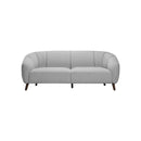 SOFA ESTACIONARIO DE TRES ASIENTOS EN TELA GRIS Y PATAS MARRONES