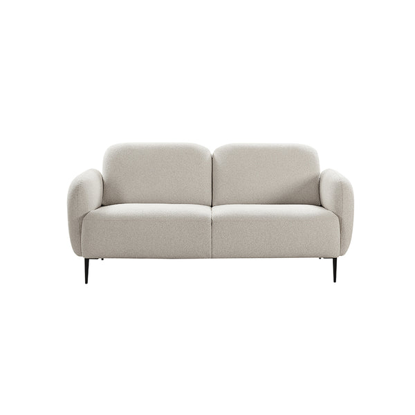SOFA ESTACIONARIO DE DOS ASIENTOS EN TELA GRIS Y PATAS NEGRAS