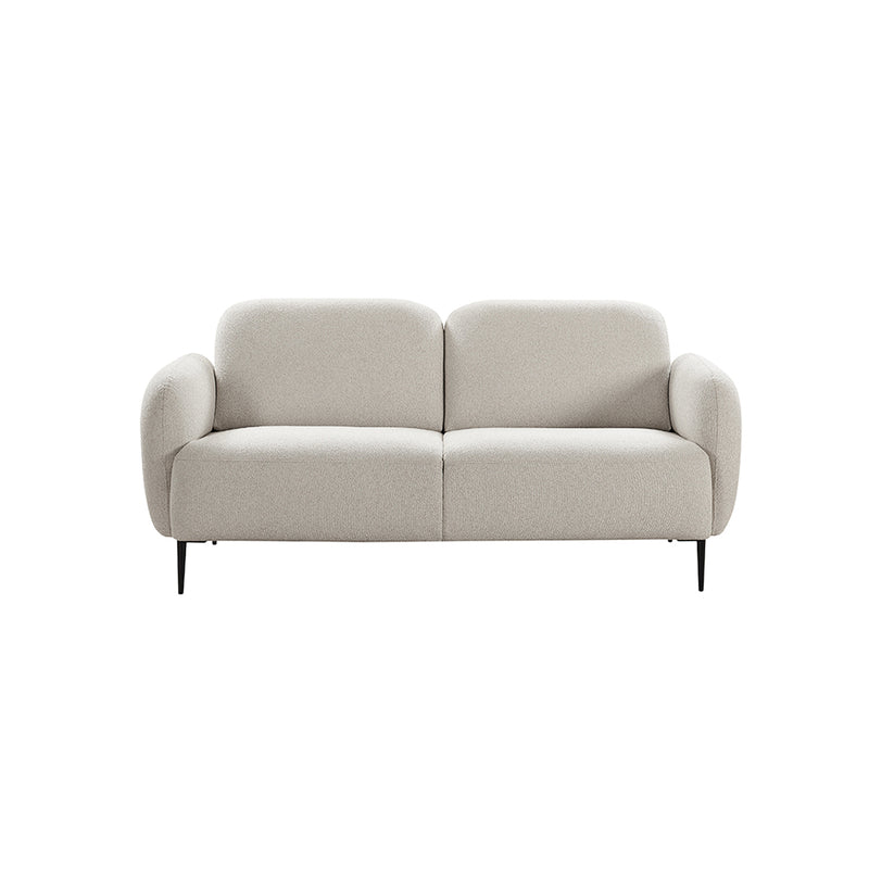 SOFA ESTACIONARIO DE DOS ASIENTOS EN TELA GRIS Y PATAS NEGRAS