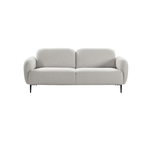 SOFA ESTACIONARIO DE TRES ASIENTOS EN TELA GRIS Y PATAS NEGRAS