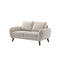 SOFA ESTACIONARIO DE 2 ASIENTOS EN TELA BEIGE Y PATAS MADERA MARRON
