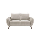 SOFA ESTACIONARIO DE 2 ASIENTOS EN TELA BEIGE Y PATAS MADERA MARRON