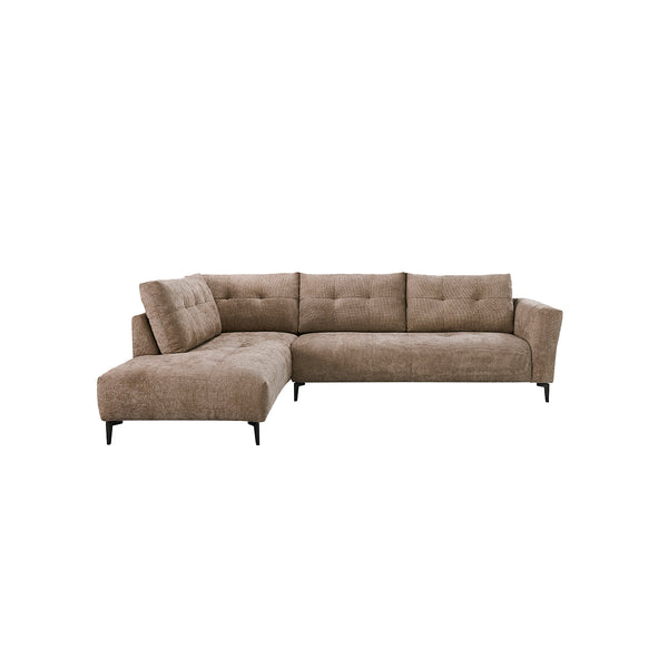 SOFA SECCIONAL EN TELA MARRON  Y PATAS NEGRAS