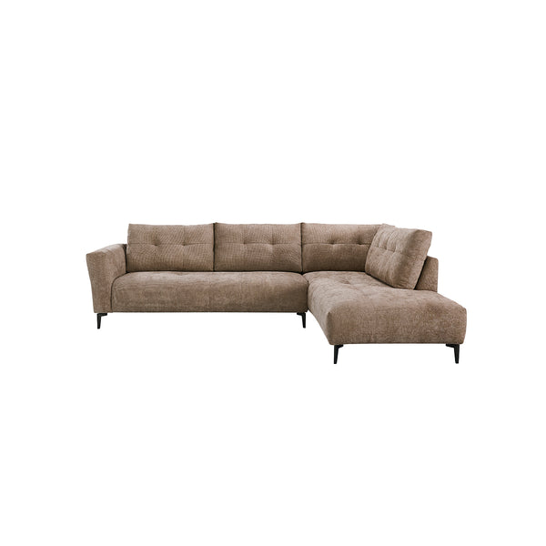 SOFA SECCIONAL EN TELA MARRON  Y PATAS NEGRAS