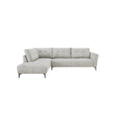 SOFA SECCIONAL EN TELA TEXTURIZADA BLANCA Y PATAS NEGRAS