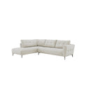 SOFA SECCIONAL EN TELA TEXTURIZADA BLANCA Y PATAS NEGRAS