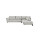 SOFA SECCIONAL EN TELA TEXTURIZADA BLANCA Y PATAS NEGRAS