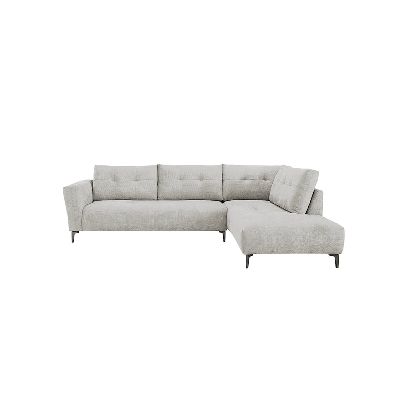 SOFA SECCIONAL EN TELA TEXTURIZADA BLANCA Y PATAS NEGRAS