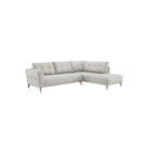 SOFA SECCIONAL EN TELA TEXTURIZADA BLANCA Y PATAS NEGRAS