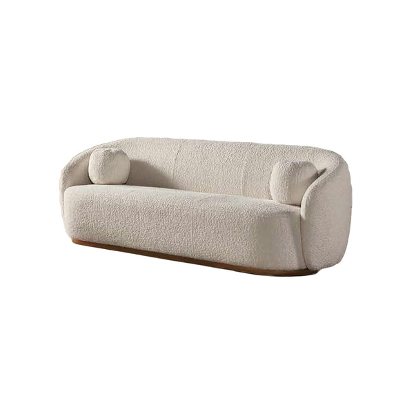 SOFA ESTACIONARIO DE 3 ASIENTOS EN TELA CREMA