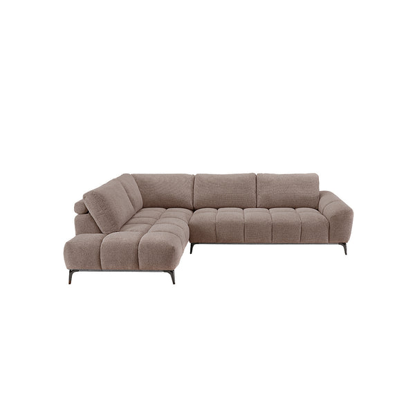 SOFA SECCIONAL ESTACIONARIO EN TELA TEXTURIZADA MARRON