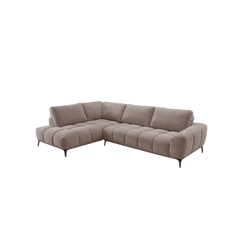 SOFA SECCIONAL ESTACIONARIO EN TELA TEXTURIZADA MARRON
