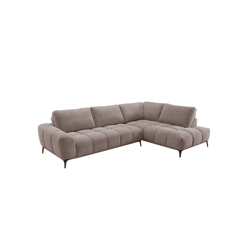 SOFA SECCIONAL ESTACIONARIO EN TELA TEXTURIZADA MARRON