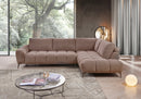 SOFA SECCIONAL ESTACIONARIO EN TELA TEXTURIZADA MARRON