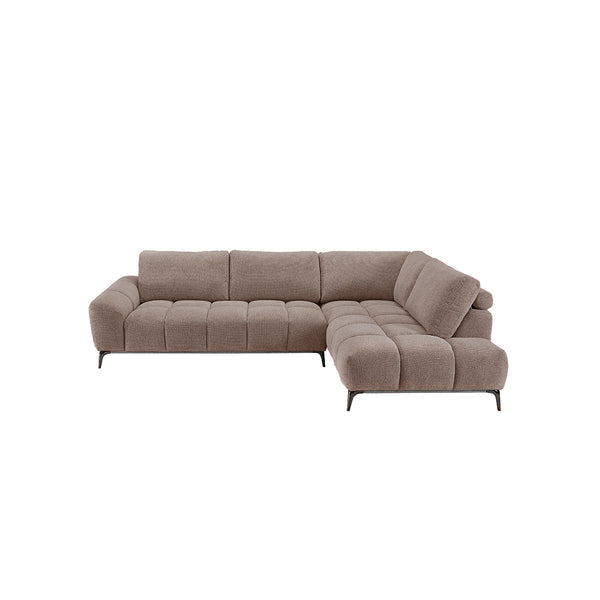 SOFA SECCIONAL ESTACIONARIO EN TELA TEXTURIZADA MARRON