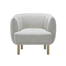 BUTACA ESTACIONARIA EN TELA GRIS Y PATAS NATURALES