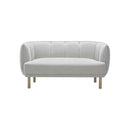 SOFA ESTACIONARIO DE DOS ASIENTOS EN TELA GRIS Y PATAS NATURALES