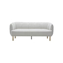 SOFA ESTACIONARIO DE TRES ASIENTOS EN TELA GRIS Y PATAS NATURALES