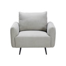 BUTACA ESTACIONARIA EN TELA GRIS Y PATAS NEGRAS