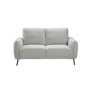 SOFA ESTACIONARIO DE TRES ASIENTOS EN TELA GRIS Y PATAS NEGRAS