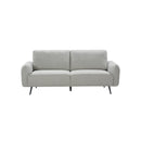 SOFA ESTACIONARIO DE TRES ASIENTOS EN TELA GRIS Y PATAS NEGRAS