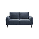 SOFA ESTACIONARIO DE DOS ASIENTOS EN TELA AZUL Y PATAS NEGRAS