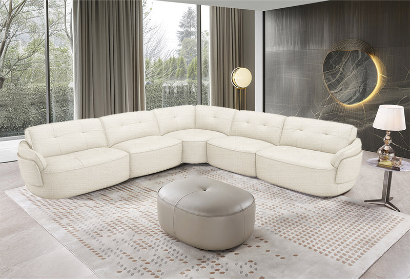 SOFA SECCIONAL ESTACIONARIO EN TELA BEIGE 5PCS