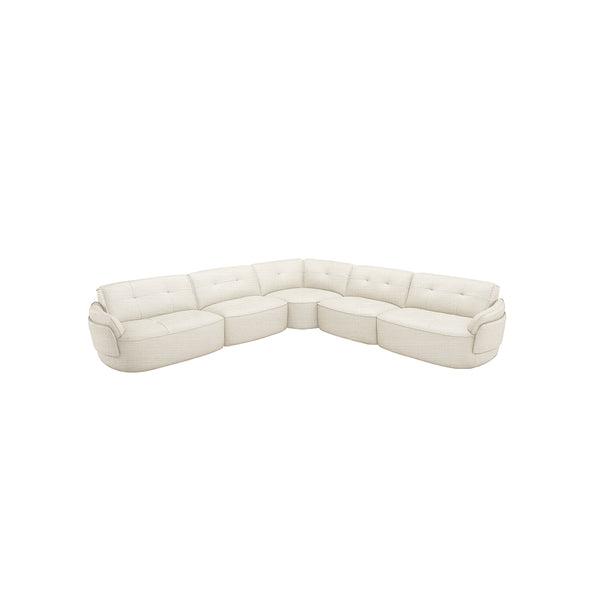 SOFA SECCIONAL ESTACIONARIO EN TELA BEIGE 5PCS