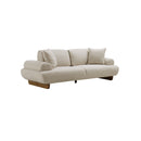 SOFA ESTACIONARIO DE TRES ASIENTOS EN TELA BEIGE