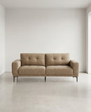 SOFA ESTACIONARIO DE TRES ASIENTOS EN TELA MARRON