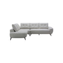 SOFA SECCIONAL ESTACIONARIO EN TELA BEIGE Y PATAS NEGRAS
