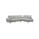 SOFA SECCIONAL ESTACIONARIO EN TELA BEIGE Y PATAS NEGRAS