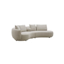SOFA SECCIONAL ESTACIONARIO EN TELA BEIGE TEXTURIZADA