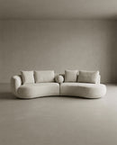 SOFA SECCIONAL ESTACIONARIO EN TELA BEIGE TEXTURIZADA