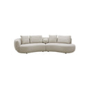 SOFA SECCIONAL ESTACIONARIO EN TELA BEIGE TEXTURIZADA