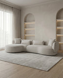 SOFA SECCIONAL ESTACIONARIO EN TELA TEXTURIZADA BEIGE