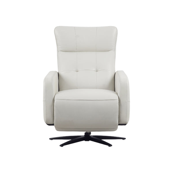 BUTACA RECLINABLE ELECTRICA CON FRENTE DE PIEL GRIS Y BASE NEGRA